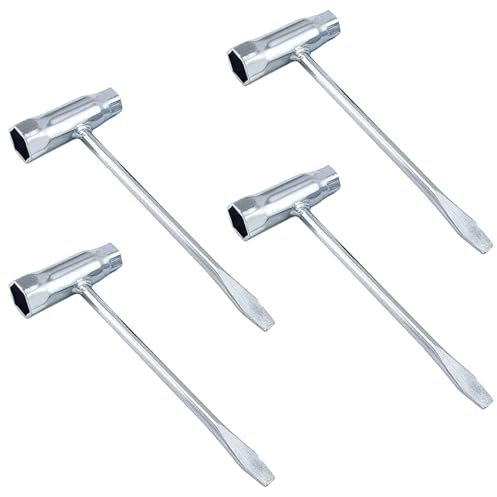 Bcuuozeeing 4 Stück Kombischlüssel, Kettensägenschlüssel, 17 mm X 19 mm Zündkerzenschlüssel, T-Schlüssel, Motorsägenschlüssel, Kombischlüsse für Motorsägenmäher Bürstenschneider Rasenmäher