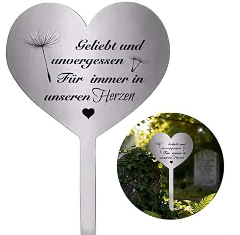 HomeVortex Decorazione per tomba a forma di cuore in acciaio inossidabile, resistente alle intemperie, ornamento per cimitero per giardino commemorativo per tributo ai propri cari (D)