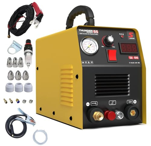 SUSEMSE Cortador de plasma, máquina de corte de plasma de 55 amperios de corte de arco piloto sin tacto, portátil IGBT DC inversor de aire cortador de plasma 230 V Thunder 55