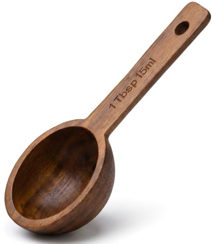 Tyqour Cuchara de café dosificadora de madera de nogal, cuchara dosificadora para café molido, 15 ml, cuchara medidora de madera para granos de café, té y especias Accesorios de cocina