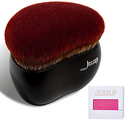 Jessup Brocha para Base de Maquillaje Brocha Kabuki Grande para Maquillaje de Cara Cuerpo Difuminar Pulir Crema Líquida en Polvo Flawless con Caja de Regalo, Negro SF001