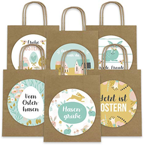 Papierdrachen XXL Geschenktüten für Kinder zu Ostern - Osterdeko - Kreatives Osternest mit 6 Papiertüten und XXL Sticker (14cm) in türkis - Set Nummer 11