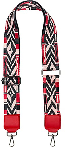 styleBREAKER Taschen Schulterriemen Breit Azteken Muster | 5 cm breiter Wechselgurt aus Stoff, Karabinerhaken für schnellen Austausch, stufenlos von 93 bis 147 cm anpassbar.