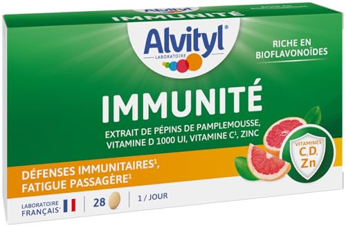 Alvityl - Immunité - Vitamine D 1000 Ui - Vitamine C – Zinc - Extrait De Pépins De Pamplemousse