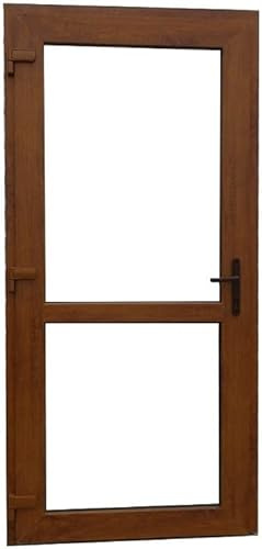 PVC Außentür. PVC-Tür für Geschäft, Balkon, Haus, Wirtschaft. 4 Farben: Anthrazit, Goldeiche, Walnuss, weiß (90x200 linke Tür, golden eiche)