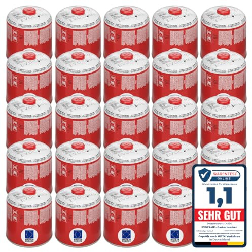24x Butangas Kartuschen 500g, Schraubkartusche mit Butan/ Propan Gas 899 ml, Gaskartusche EN417, Ventilkartusche mit Schraubverschluss, Gas Kartusche mit Camping Gas, Gaskartuschen Schraubventil