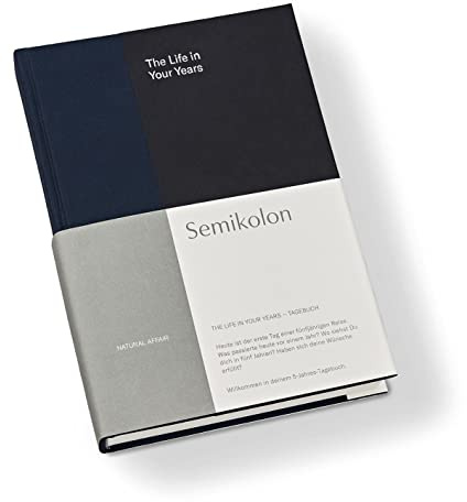 Semikolon 368679 The Life in Your Years, 5-Jahres Tagebuch A5 Format, Diary mit Buchleineneinband, Deutsch - Midnight