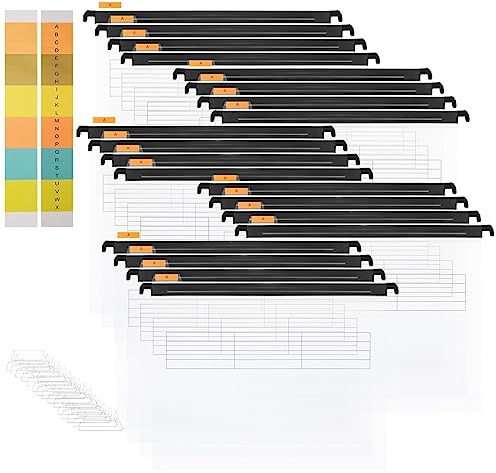 Hiziwimi 20PC Transparente Kunststoff H?ngemappen PVC A4 H?ngemappen mit Tabs und Einlagen f¨¹r B¨¹ro Schule Desktop File Storage, Mixed Color File Classification(Transparent)