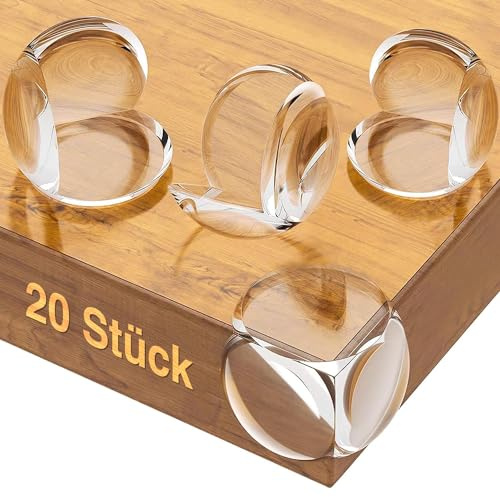 Glooxy 20 Stück Baby Eckenschutz, Kantenschutz Kindersicherung Selbstklebend Transparent Tisch Kantenschutz Baby mit verbessertem Superkleber und rückstandsfreier Entfernung für alle Möbel (20)