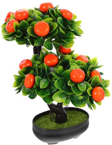 Zerodeko Künstlicher Obstbaum im Topf Künstliche Grünpflanze Obstbaum-Dekoration fürs Büro Künstliche Pflanze für Tischdekoration