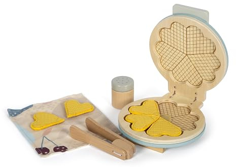small Foot Waffeleisen-Set „Tasty“ aus Holz, Zubehör für die Spielküche, Küchen-Spielset für Kinder ab 3 Jahren, 12492