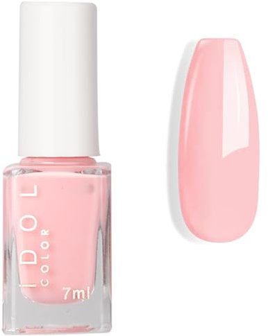 Pink Nail Polish - Bright Pink Nail Varnish - Summer Coloured Pure Pink Quick Dry Nail Varnish - Long Lasting & Chip Resistant Nail Polish, No Need Cure DIY Home Manicure