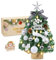 Mini Weihnachtsbaum mit LED,45cm Kleiner Weihnachtsbaum mit Beleuchtung,Plastik Künstlicher Weihnachtsbäume Klein Geschmückt Set,Klein Tannenbaum Künstlich für Tischdeko Weihnachten（Grau）