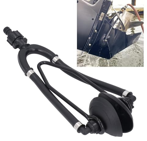 AMAKO Enjuague de Motor de Doble Alimentación Accesorio de Manguera Desmontable de 16 mm Ventosa de 4 Pulgadas para Evinrude Johnson y Otros Motores Internos y Externos