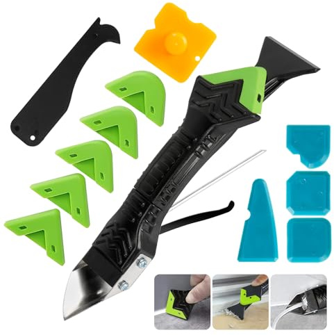 Strumenti per Calafataggio Silicone Kit, 5 in 1 Kit di Raschietto in Silicone, Spatola per Sigillante Togli Silicone, Rimozione di Sigillante per Finestra, Cucina, Bagno