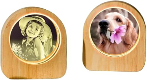 XFZDKJSD Luz nocturna LED con bola de cristal personalizada, bola de cristal grabada con base de madera, decoración del hogar (tallado interno)