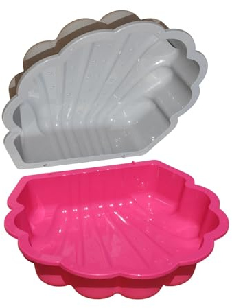 Lot de 2 coquillages de sable et d'eau pour enfants - Motif étoiles - Gris et rose - Jouet d'extérieur - À partir de 1 an - Plaisir de plage et d'eau - Stable et robuste - 86 x 77 x 18 cm