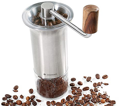 Zassenhaus Kaffeemühle Barista aus Glas und Edelstahl in der Farbe Silber-Transparent, Höhe: 21cm, 041170