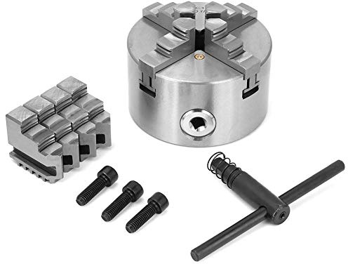 Mandrin de tour en métal 4 pouces 4 mâchoires, mandrin de centrage automatique de mandrin de tour K12-100 de 100 mm avec des mâchoires supplémentaires tournant les pièces de machine