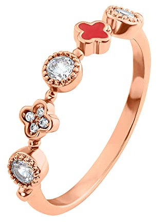 Heideman Ring Adria Damen aus Edelstahl rosegold farbend matt poliert Damenring für Frauen mit Stein weiss rose vergoldet