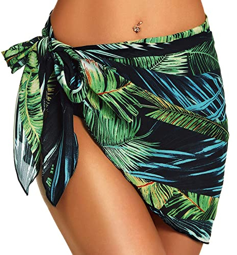 BJH Femmes Paréo de Plage Jupe Portefeuille de Plage Sarong Cover Up Bikini Cover Up Maillot de Bain Wrap Dress Jupe pour Les Vacances Natation