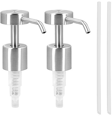 Navaris Seifenpumpe Dosierpumpe Pumpe aus Edelstahl - 2x Pumpkopf Aufsatz Pumpspender für Flaschen Glas - Seifenspenderaufsatz Set für Spender - Silbergrau