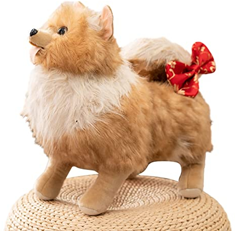 Kuscheltier Hund Stofftier Hund 35 cm Stehend Plüschhund Plüschtier Hund Welpe Weiches Plüsch Puppe Simulation Spielzeug Plüschtiere Welpen Kissen Geschenke für Jungen Mädchen Babys,Pomeranian