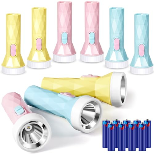 Weewooday 9 pcs LED Flashlight Mini Torch Waterproof, 90mm Kids Small Torches, Colorful Glow in Dark Torch Light, Camping Hiking Outdoors Party, Batteries Included(Classic)
