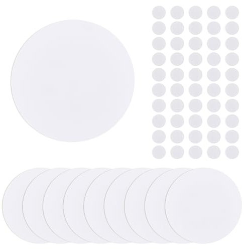 SUPERFINDINGS 10Pcs PP Plastic Flat Round Wall Hole Cover Sheets with 100Pcs Plastic Stickers 12.7cm/5 PVC Material Dustproof Cover Plate Frosted Blank Plate for Wall Plasterboard Hole Covering