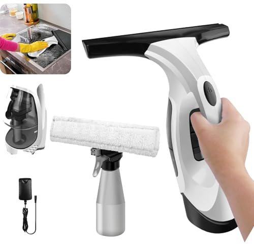 Aspirateur de fenêtre électrique rechargeable 3 en 1 sans fil avec raclette pour fenêtres, carreaux, verre, miroirs, tables