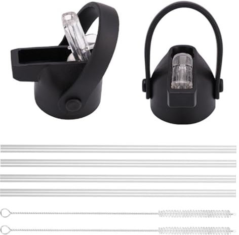 2Pcs Straw Lid, Replacement Straws for Water Bottles, Sport Water Bottle Cap Accessories with 4 Straws and 2 Straw, Compatible with Insulation Cup Water Bottle 260ml 500ml