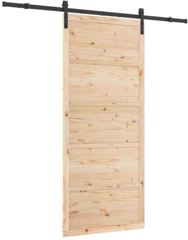 vidaXL Porte coulissante Marron 90 x 208 cm Bois de pin Massif, Porte d'entrée, Style Rustique, séparateur en pin, Coulissant, Vintage, Rail Gain de Place pour intérieurs accueillants