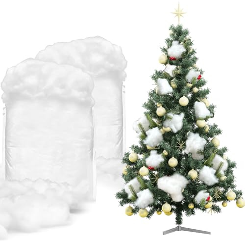 ROTKUSZ 300g Weihnachten Kunstschnee Dekoschnee Füllwatte, Weich Flauschig Schneewatte Deko, Deko Watte Schnee, Künstlicher Schneedecke Deko Landschaft, Weihnachtsbaum Dekoration