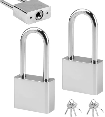 Lucchetto di Sicurezza 40 mm 2 PCS con 3 Chiavi, Lucchetto in Lega di Acciaio Antiruggine Resistente alle Intemperie, Portatile Impermeabile per Armadietti, Garage, Cancelli, Magazzini, Cass