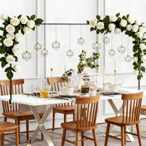 CEWROM Arche de Table Extensible, Tige Décorative de Table avec Pinces | support d'arche de table réglable en métal 120-254cm | arche à ballons pour mariages, fêtes, décorations, anniversaires