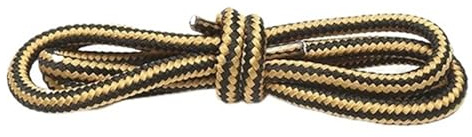 JFNKLFG 2 par snörskor unisex 4 mm randig dubbel färg, rund för utomhus sportskor, bomullsstövlar, tillbehör för vandringsarbetsstövlar, Gul svart, 100