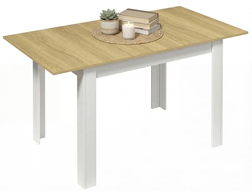 VCM Esstisch ausziehbar, Holz Küchentisch 120-160 cm, kompakter Speisetisch für Küche & Essbereich, Tisch Pesoli