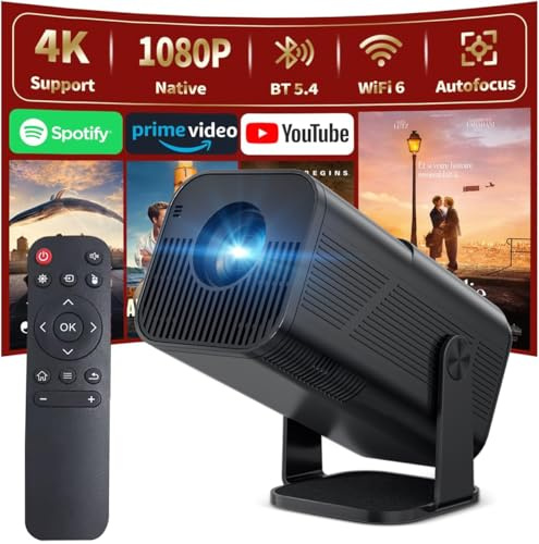 Mini proyector con Android 11 1080P HD proyector WiFi y Bluetooth, corrección trapezoidal automática, portátil para cine en casa y exterior (X500 negro)