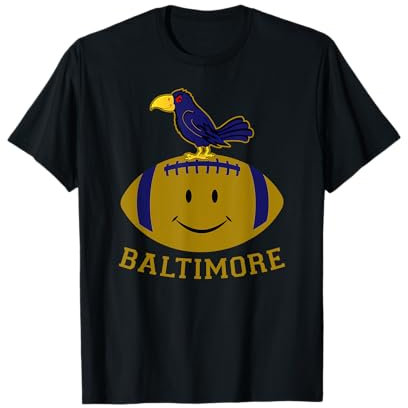 Baltimore Lustiger Fußball Smile Face Black Raven T-Shirt