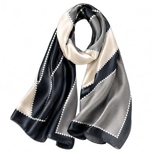 MAIRY Silk Scarfs for Women Lightweight Fashion Large Beach Shawl Stole Long Satin Neck Wrap Oversized Scarves S036