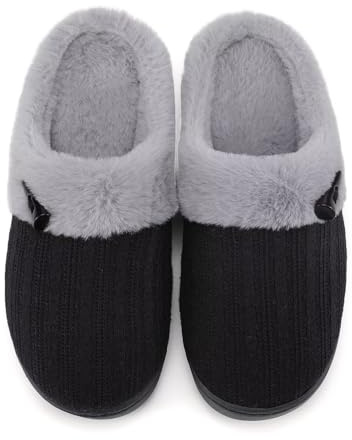 NineCiFun Damen Hausschuhe Winter, Plüsch Memory Foam Pantoffeln rutschfest | Kuschelig warmes Plüschfutter für Damen, Memory Foam Sohle bequem wie auf Wolken, rutschfeste Indoor Sohle für alle Böden