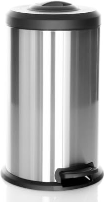 hjh OFFICE Mülleimer 40 Liter CLEAN X Metall Abfalleimer, luftdicht schließend, hygienischer Treteimer mit Pressvorrichtung, Silber 40 L, 741103