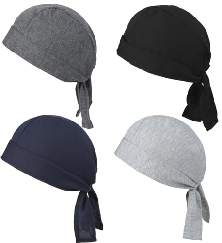 EIH1 Set da 4 Cappellino da Chef,Cappello Cucina Regolabile,Bandane Cucina per Cuoco Uomo,Cappelli Bandana Unisex Cucina Berretto da Lavoro per Adulti Fornai Hotel Ristorante