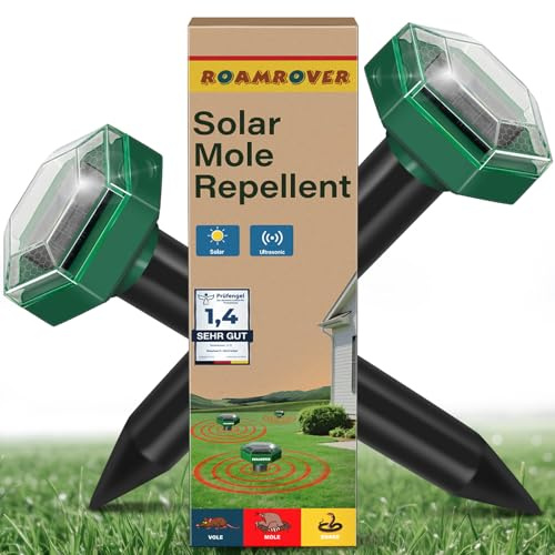 RoamRover RéPulsif Solaire Anti Taupe, Anti Taupe Solaire Vibration et Ultrasons, sans Danger pour Les Animaux, Contre Les Taupes, Les Campagnols et Les Rongeurs de Jardin(2)