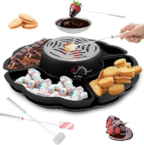 2 in 1 Electric Smores Maker, Fondue Pot Tabletop,Flameless Smores Burner,Indoor Electric Marshmallow Roaster Smore Kit,Family Fun Marshmallow Toaster for Parties
