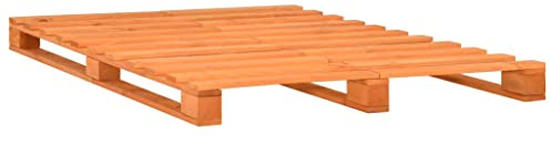 vidaXL Kiefernholz Massiv Palettenbett Palettenmöbel Massivholzbett Bett Holzbett Futonbett Bettgestell Bettrahmen Doppelbett 200x200cm Braun