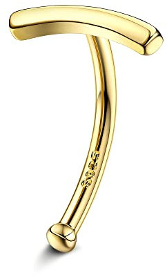 Krfy Bauchnabelpiercing Silber 925 Bauchnabelringe 18 Karat Vergoldet Gebogener Bauchnabel Langhantelstecker 14G Bauchnabelpiercing Gold Schmuck für Damen Mädchen - 2mm End Ball