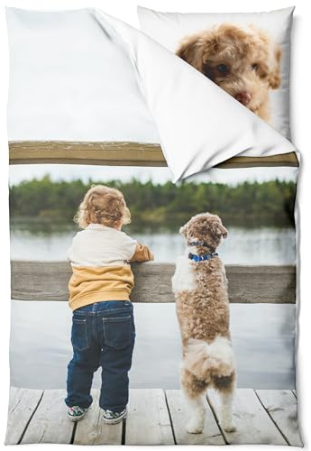 Pictogogo Personalisierte Baby Bettwäsche, Kinderbettwäsche, Bettwäsche Mit Namen, Babybett Komplett Set Mit Reißverschluss, Oeko-TEX Standard 100 (Foto, 80 x 80 cm)