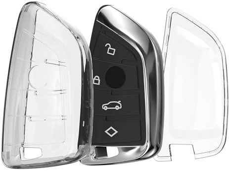 kwmobile Schlüsselhülle für BMW 3-Tasten Smart Key Autoschlüssel Hülle - Autoschlüssel Schlüssel Hülle aus TPU Silikon - Schlüsselschutz Gehäuse in Transparent