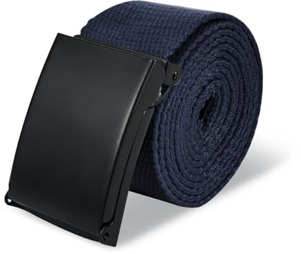 Cinturón para Hombre de Tela Sin Hebilla, Negro y Azul - para Negocios y Aire Libre, Se Adapta a Cualquier Lugar